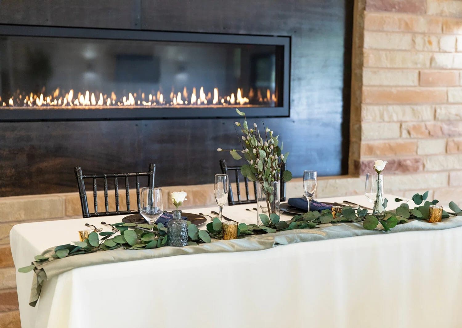 Indoor Ceremony by the Grand Fireplace