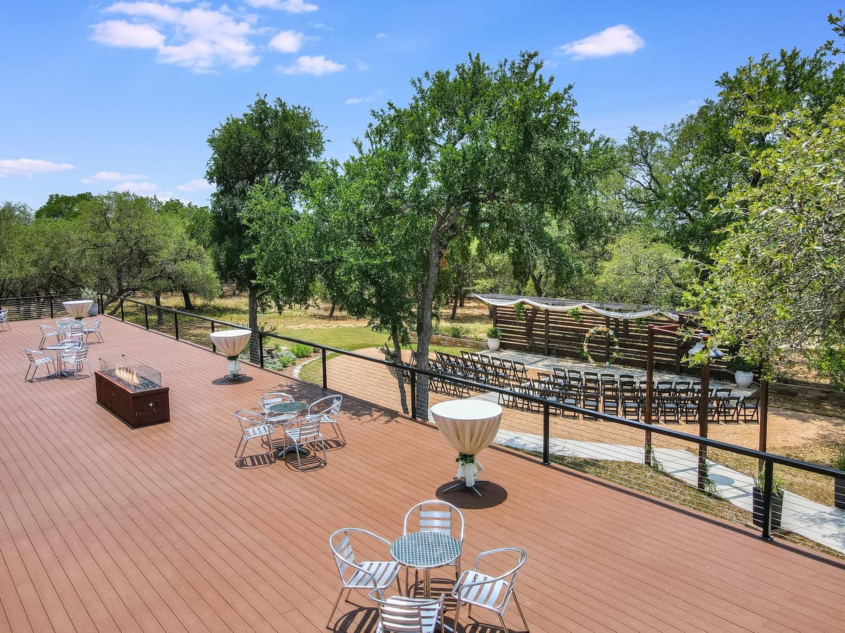 Aerial view of Prima Vista and the Texas Hill Country surrounding the property